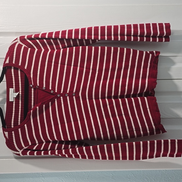 Charter Club Tops - Charter Club Large Red and White Long-sleeve Top